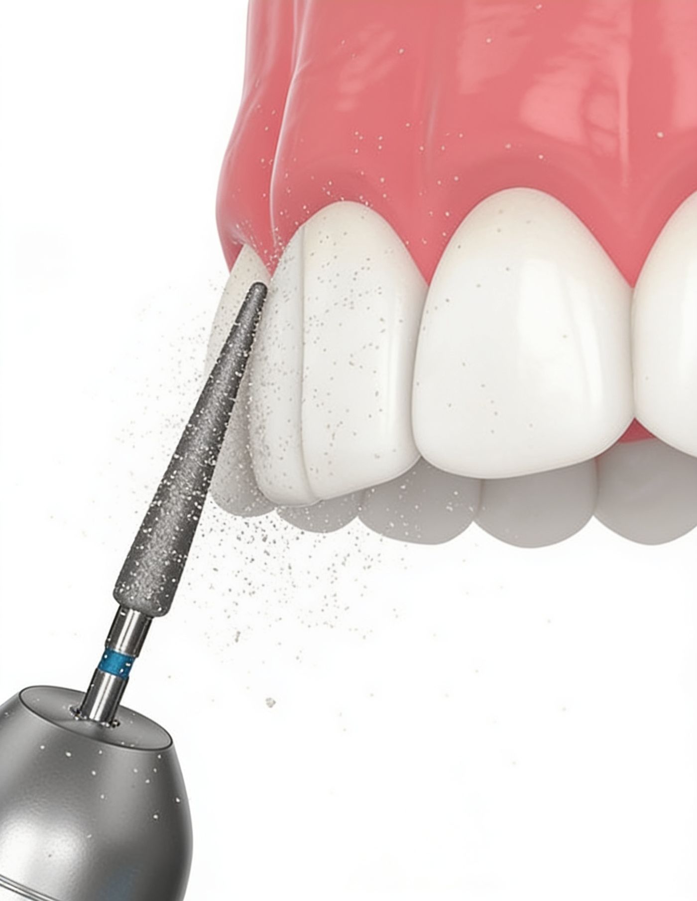 3D illustration of a bonded tooth being shaped and polished to a natural finish at iCare Dental IOI City Mall Putrajaya